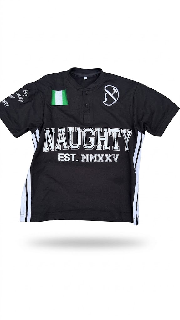 NAUGHTY NAIJ BLACK POLO