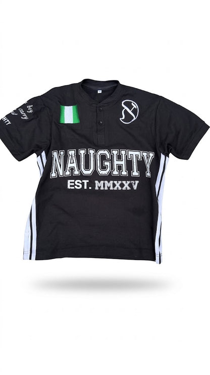 NAUGHTY NAIJ BLACK POLO