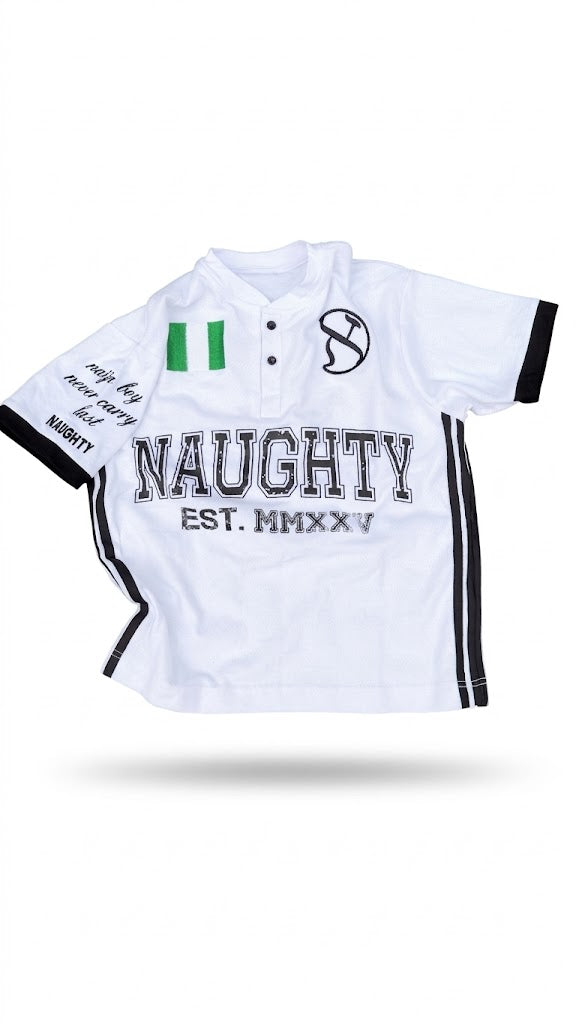 NAUGHTY NAIJ WHITE POLO