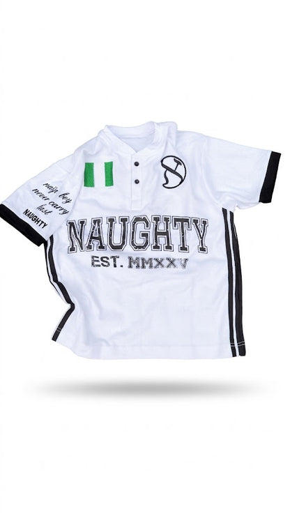 NAUGHTY NAIJ WHITE POLO