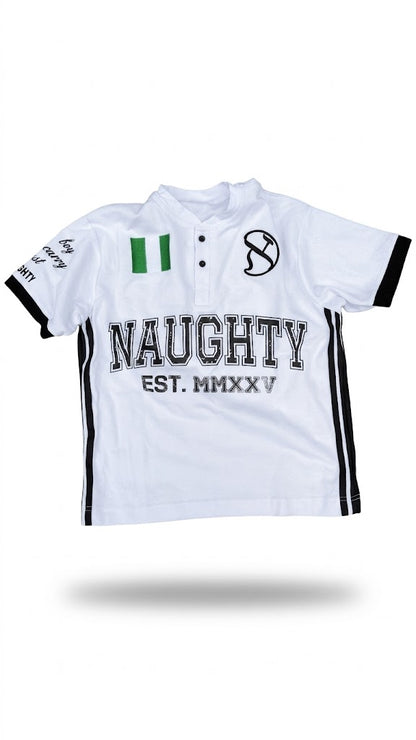 NAUGHTY NAIJ WHITE POLO